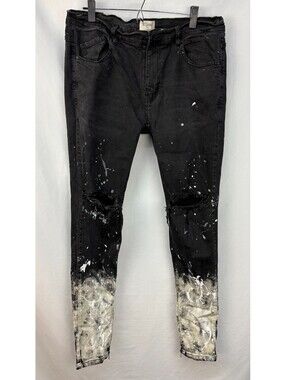 KDNK Painter's Distressed Black Ankle Zip Size XXL/38 Jeans